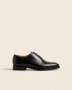 Black Plain Toe Oxford Shoes – Classic Formal Lace-Up Leather Shoes