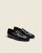 Black Patent Leather Double Monk Strap Loafers