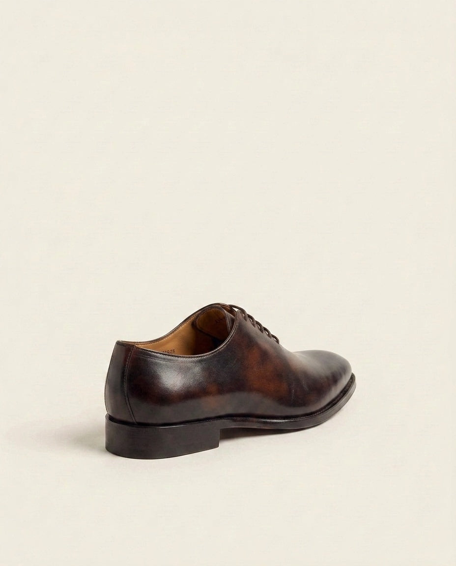 Wholecut Oxford Dark Brown Patina Leather