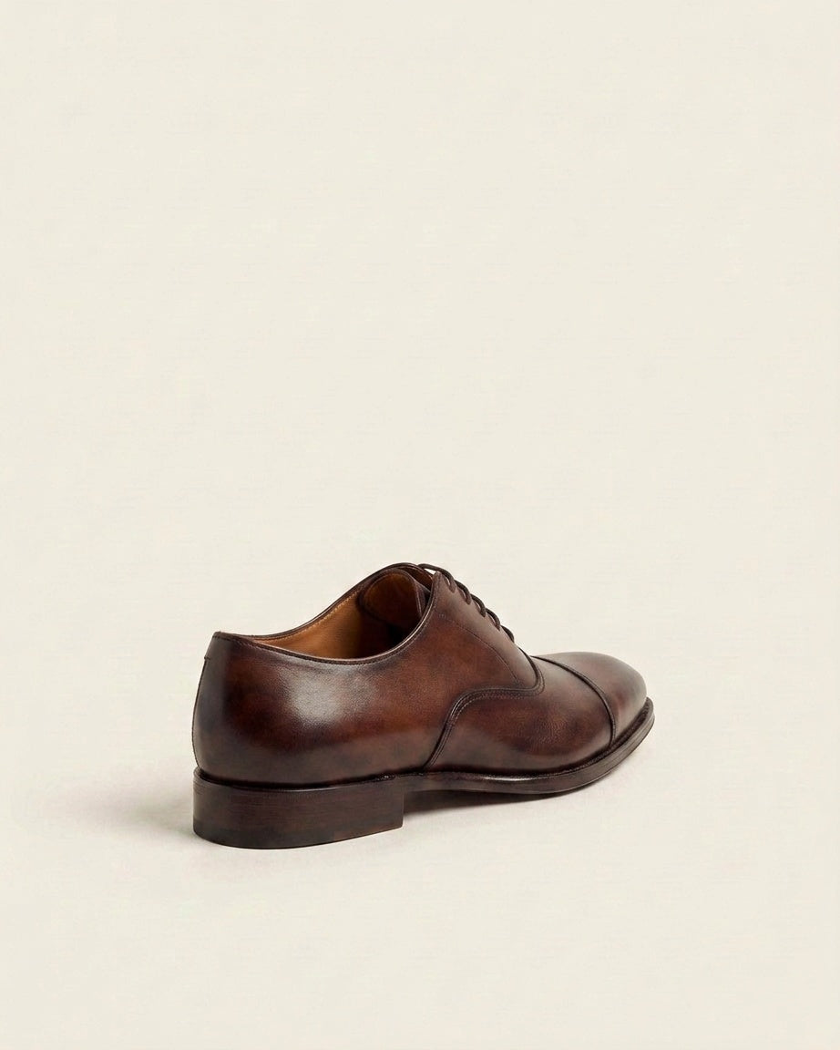 Grandeur Executive Brown Cap Toe Oxford – Hand-Finished Leather Dress Shoes
