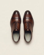 Grandeur Executive Brown Cap Toe Oxford – Hand-Finished Leather Dress Shoes