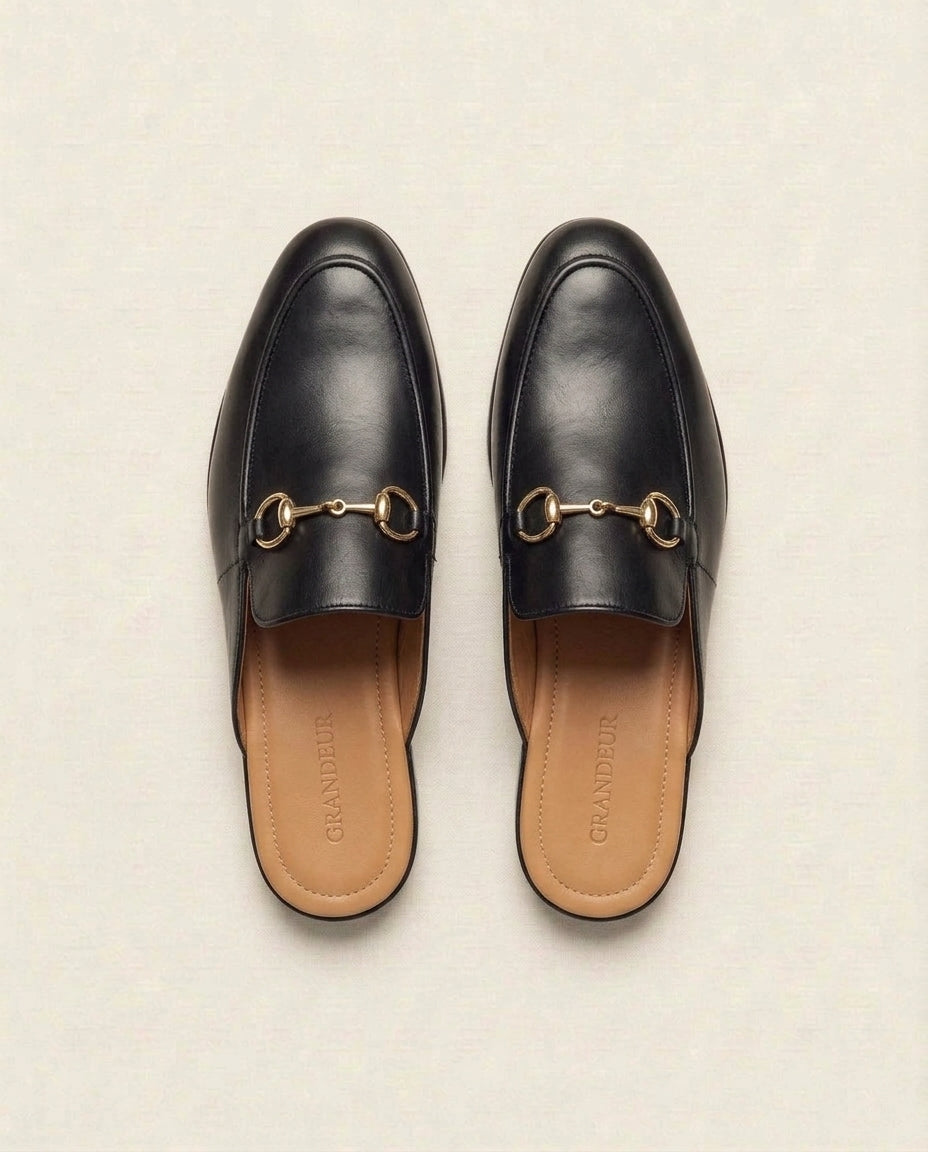 Leather Horsebit Mule Loafers