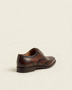 Brown Wingtip Brogue Oxford Shoes – Burnished Leather Formal Lace-Ups