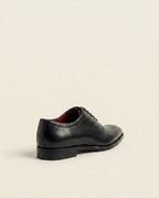 Men’s Black Semi Brogue Oxford Shoes – Classic Formal Leather Dress Shoes