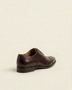 Men’s Dark Brown Cap-Toe Oxford Shoes – Classic Business Dress Shoes
