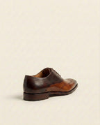 Men’s Brown Full Brogue Wingtip Oxford Shoes – Hand-Finished Leather Dress Shoes