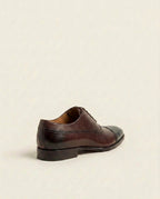 Black & Burgundy Cap-Toe Oxford Shoes – Dual Tone Leather Formal Lace-Up