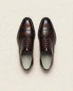 Men’s Dark Brown Cap-Toe Oxford Shoes – Classic Business Dress Shoes