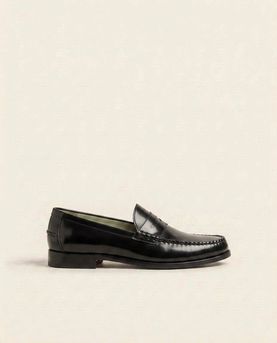 Classic Black Penny Loafers for Men – Premium Leather Slip-On Shoes