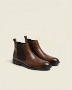 Brown Leather Chelsea Boots Matte Finish – Versatile Ankle Boots for Men
