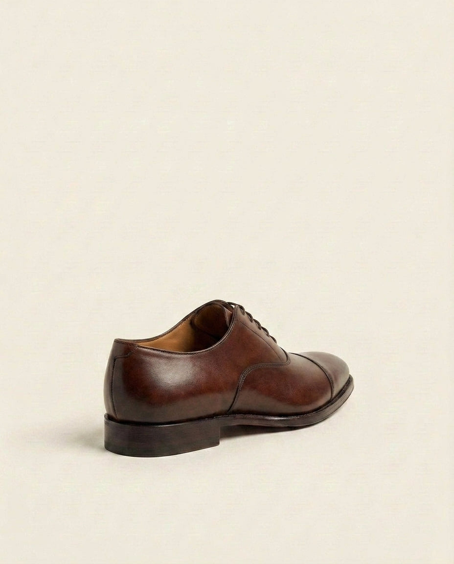 Brown Leather Cap-Toe Oxford Shoes