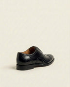 Premium Black Leather Brogue Oxford Shoes with Tan Interior – Classic Formal Dress Shoes for Men
