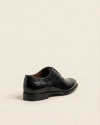 Men’s Leather Oxford Shoes with Textured Detail – Premium Formal Lace-Ups