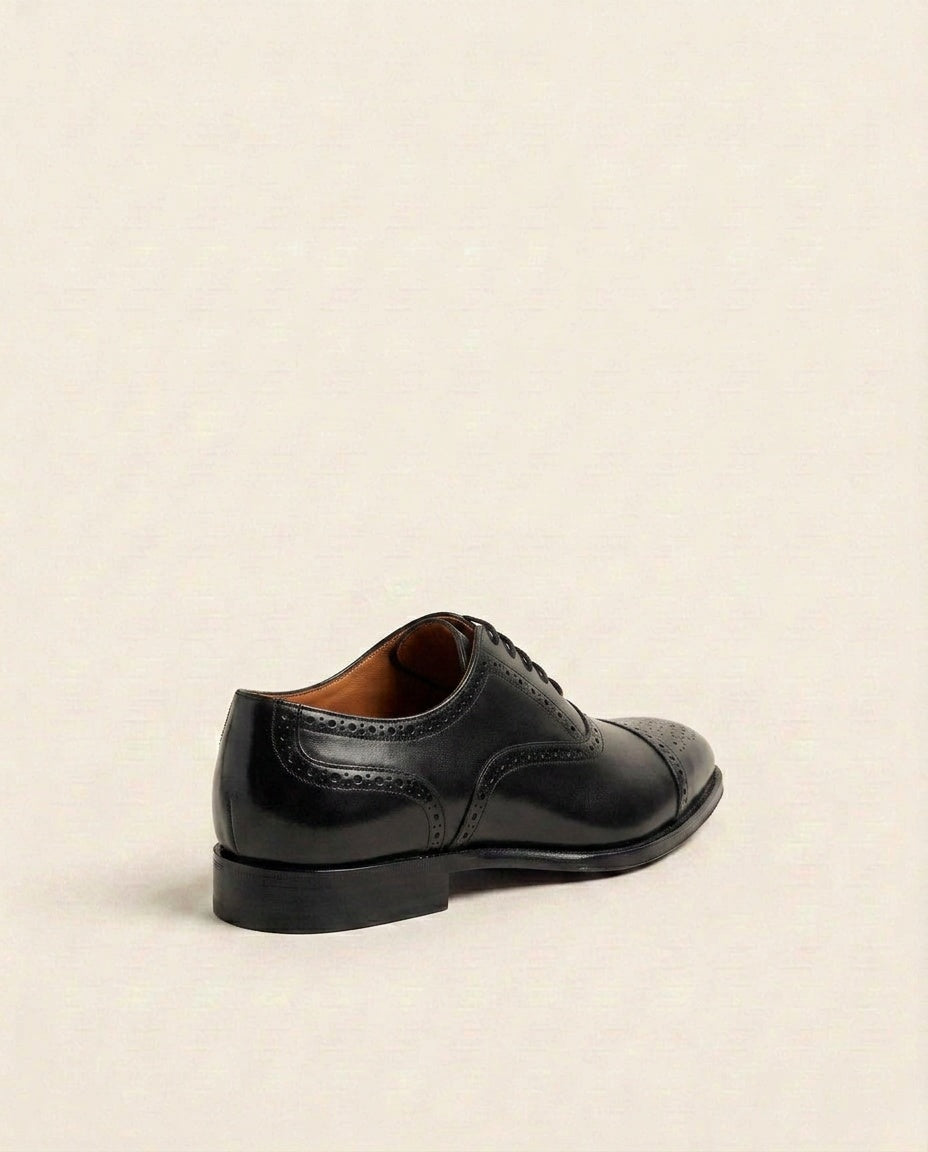 Premium Black Cap-Toe Oxford Dress Shoes