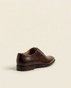 Men’s Brown Textured Panel Oxford Shoes – Leather Lace-Up Formal Dress Shoes