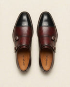 Burgundy Double Monk Strap Leather Shoes – Premium Formal Dress Shoes