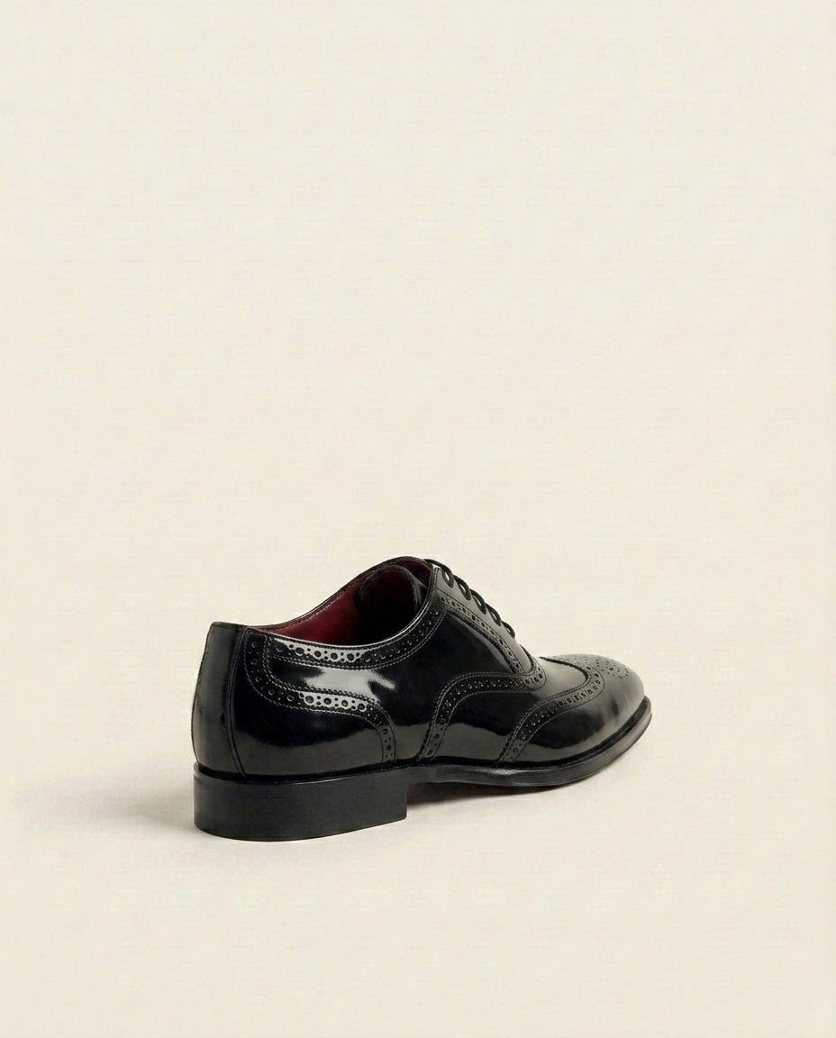 Men’s Patent Wingtip Oxford Shoes – Patent Brogue Formal Footwear