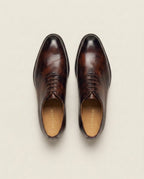 Wholecut Oxford Dark Brown Patina Leather