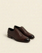 Grandeur Dark Brown Woven Leather Lace-Up Shoes – Made-to-Order