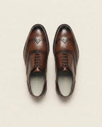Brown Wingtip Brogue Oxford Shoes – Burnished Leather Formal Lace-Ups