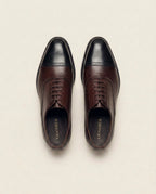 Black & Burgundy Cap-Toe Oxford Shoes – Dual Tone Leather Formal Lace-Up