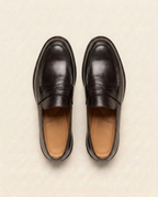 Grandeur Classic Dark Brown Leather Penny Loafers
