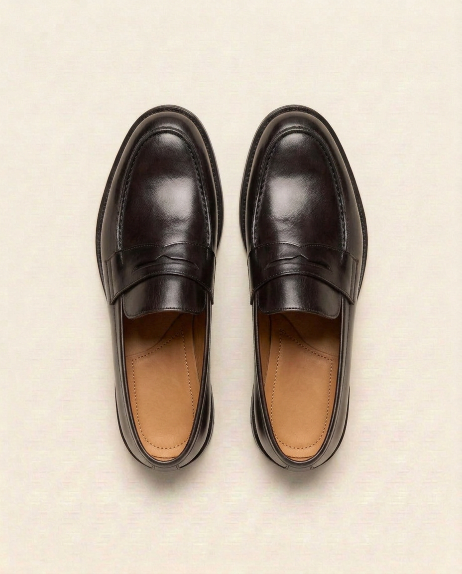 Grandeur Classic Dark Brown Leather Penny Loafers