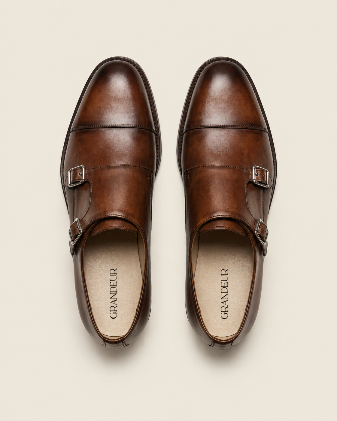 Brown Double Monk Strap Shoes for Men – Premium Leather Formal Footwear