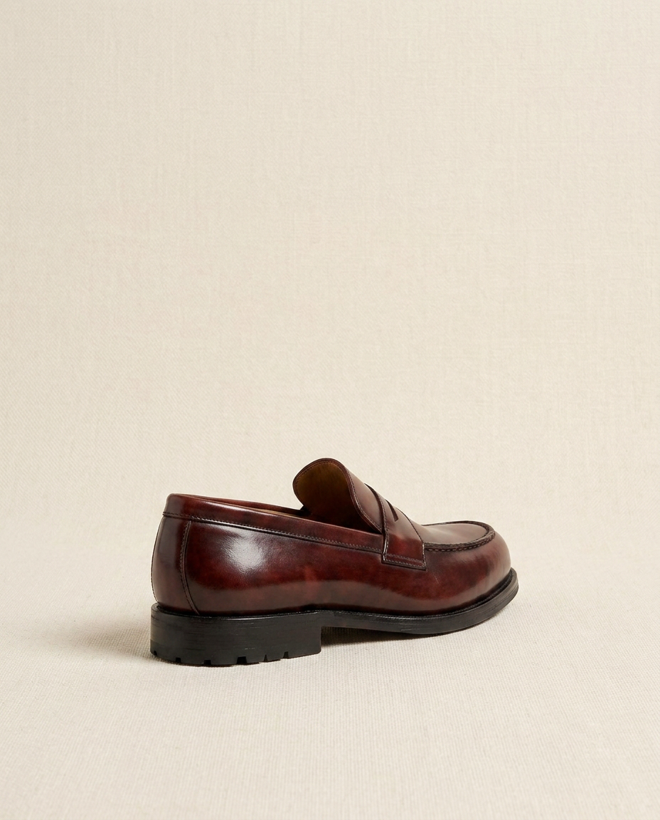 Grandeur Classic Burgundy Leather Penny Loafers