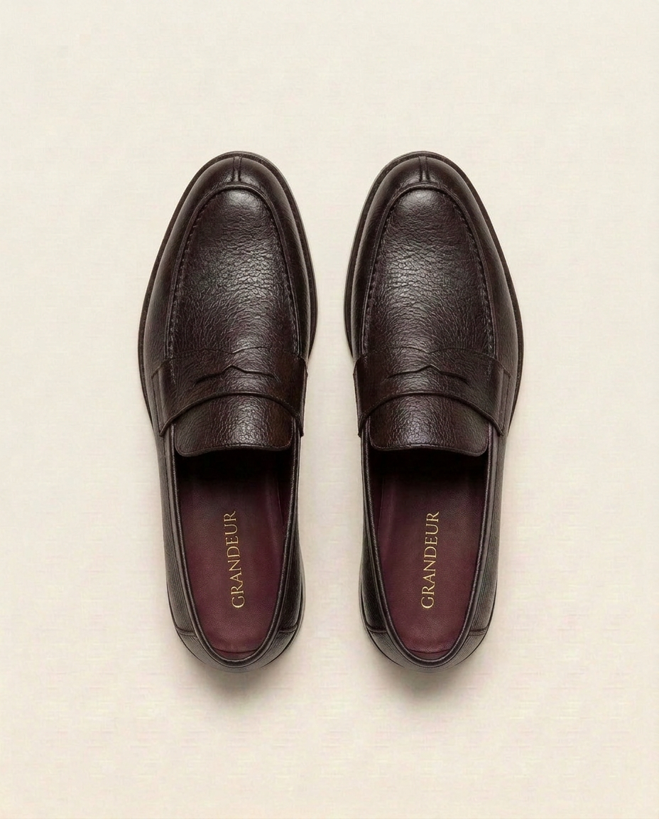 Grandeur Dark Brown Leather Penny Loafers – Made-to-Order