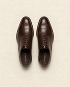 Dark Brown Leather Cap-Toe Oxford Shoes